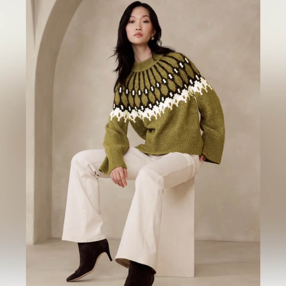 NWT! Banana Republic FAIR ISLE MOCK-NECK SWEATER